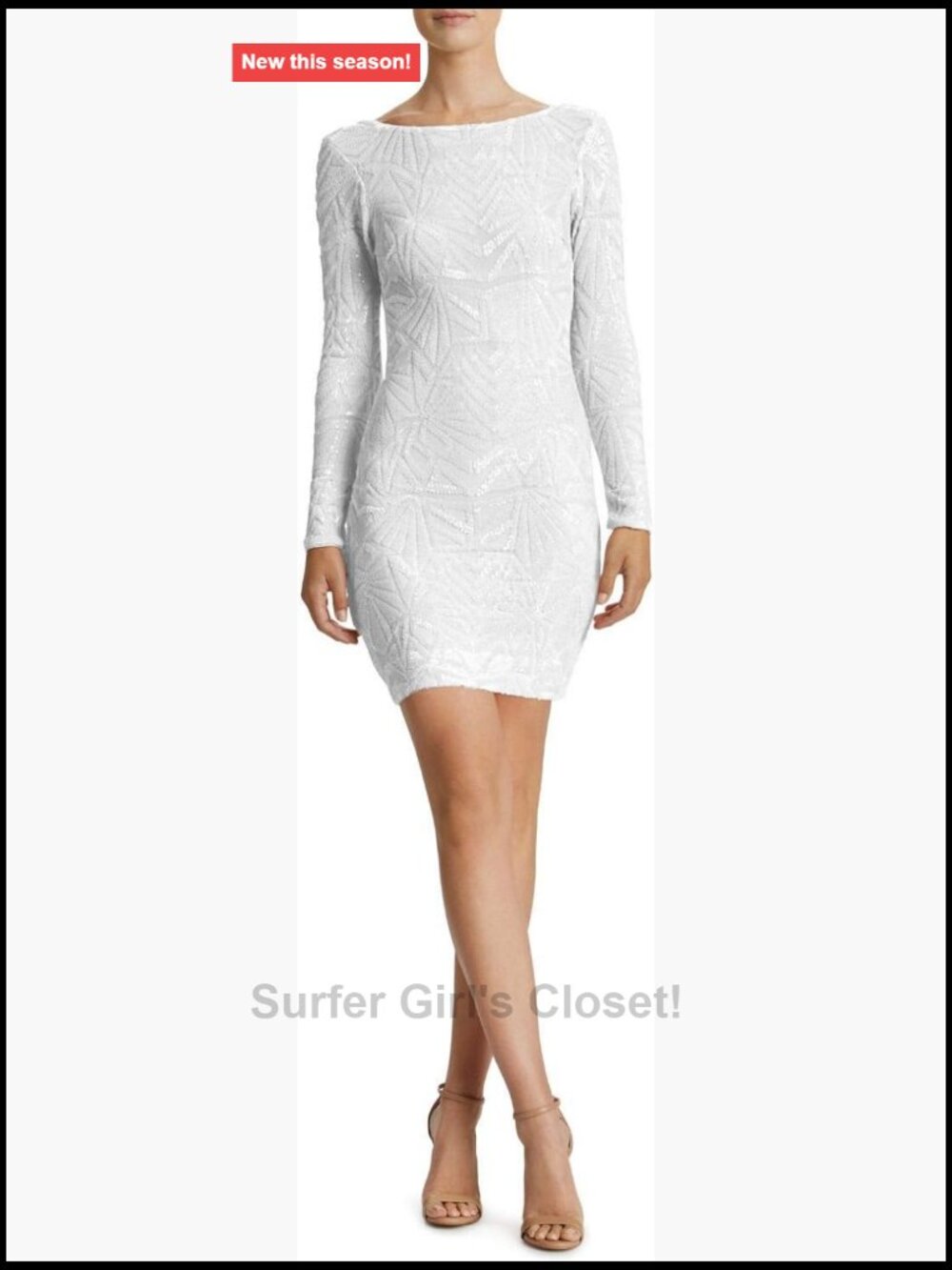 Long Sleeve Sequin Dress Formal Bodycon Fitted Sequin Dress - Picture 1 of 4